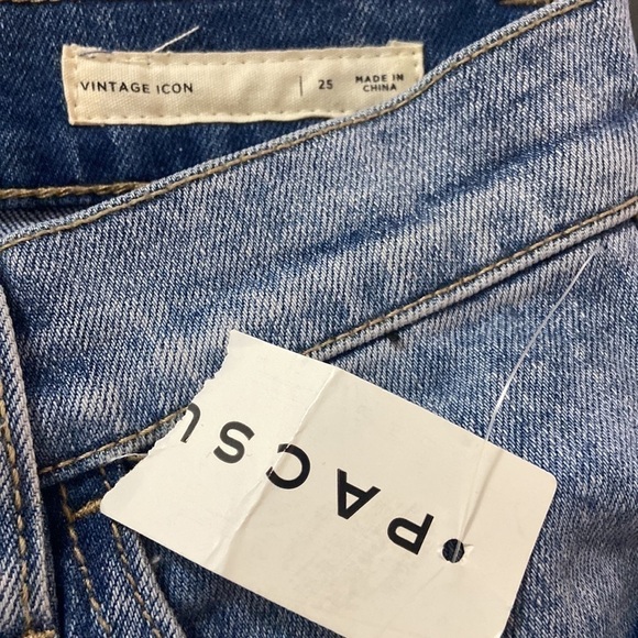 NEW Pacsun Sz 25 Vintage Icon High rise Jean Tuxedo Stripe Frayed Hem - Picture 4 of 8